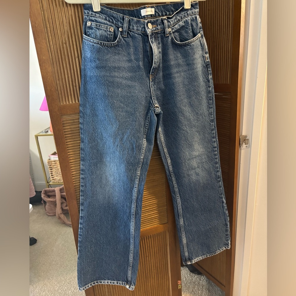 Anine Bing Classic Blue Wide Leg Jeans